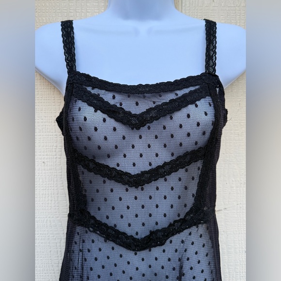 Intimately Free People Swiss Dot Point d'esprit Sheer Mesh Maxi Dress Black - Picture 3 of 7